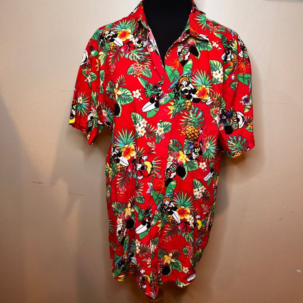 Disney Red Tropical Floral Button-Down Shirt
